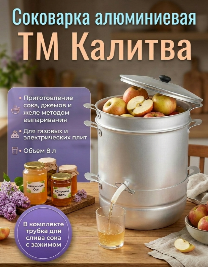 Соковарка алюминиевая 8л ТМ Калитва